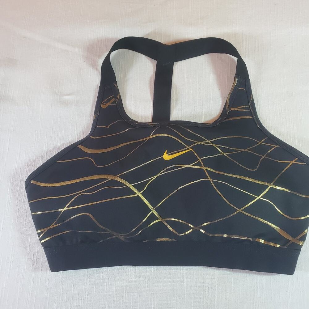 Nike Womens Size Medium Sports Bra Black Padded Padded Activewear Workout Crop